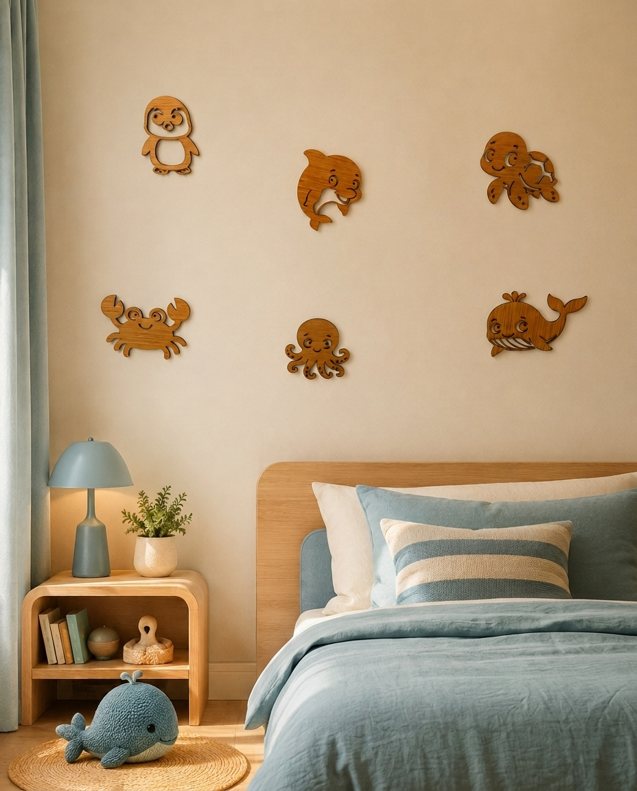 Wanddecoratieset met oceaan dieren