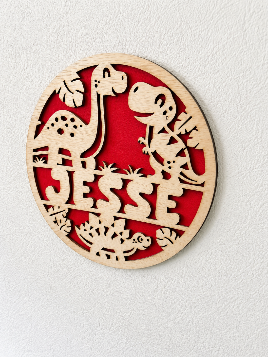 Gepersonaliseerd houten dinosaurusnaambord