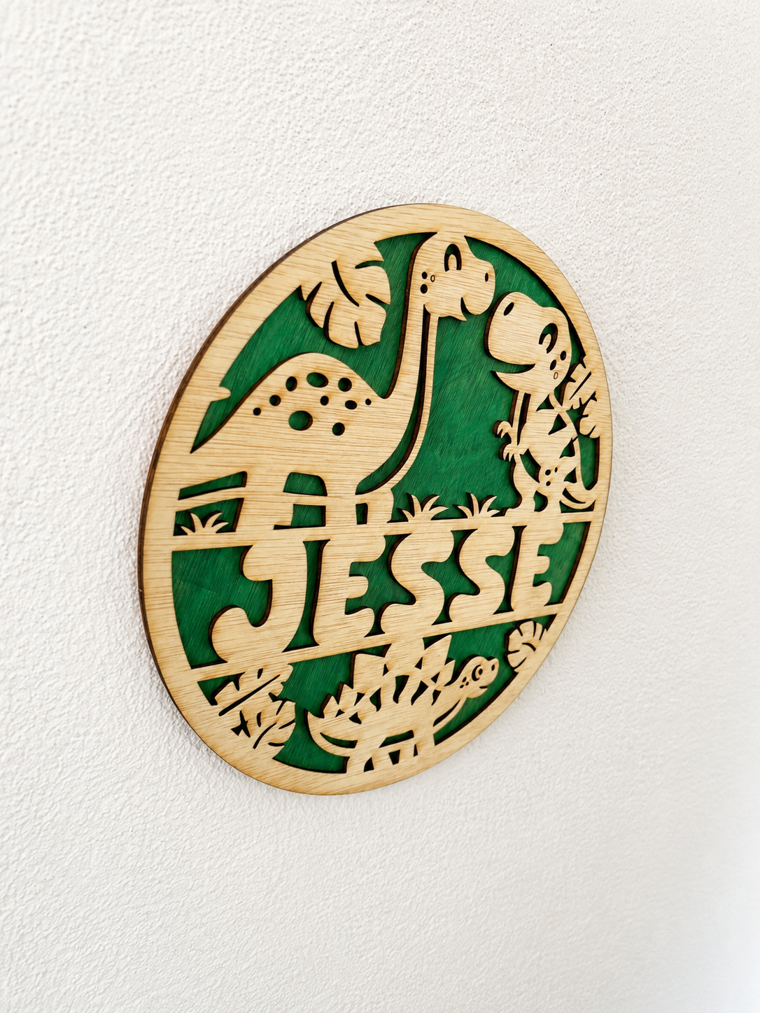 Gepersonaliseerd houten dinosaurusnaambord
