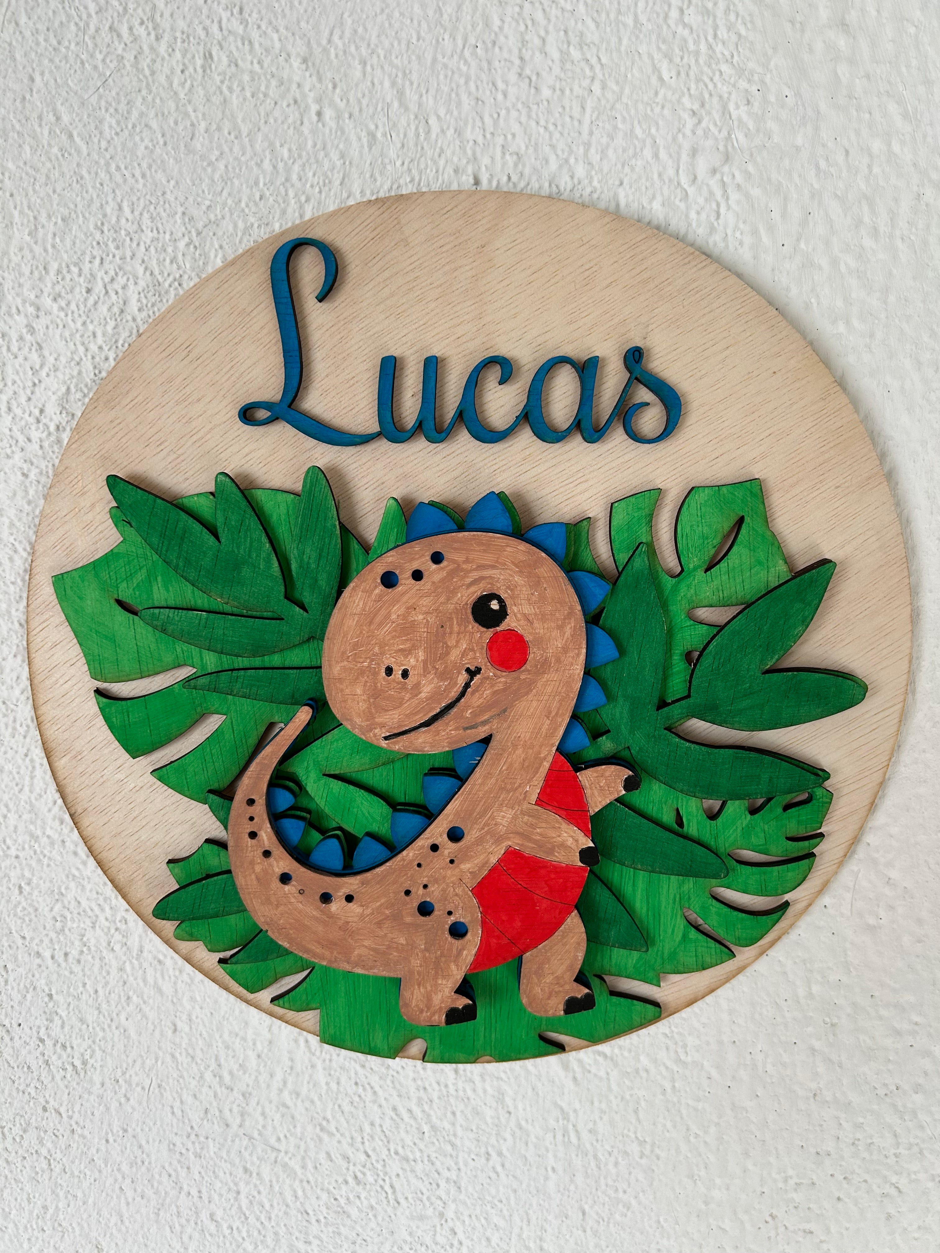 Gepersonaliseerd houten naambord – Dinosaurus - nijlpaard