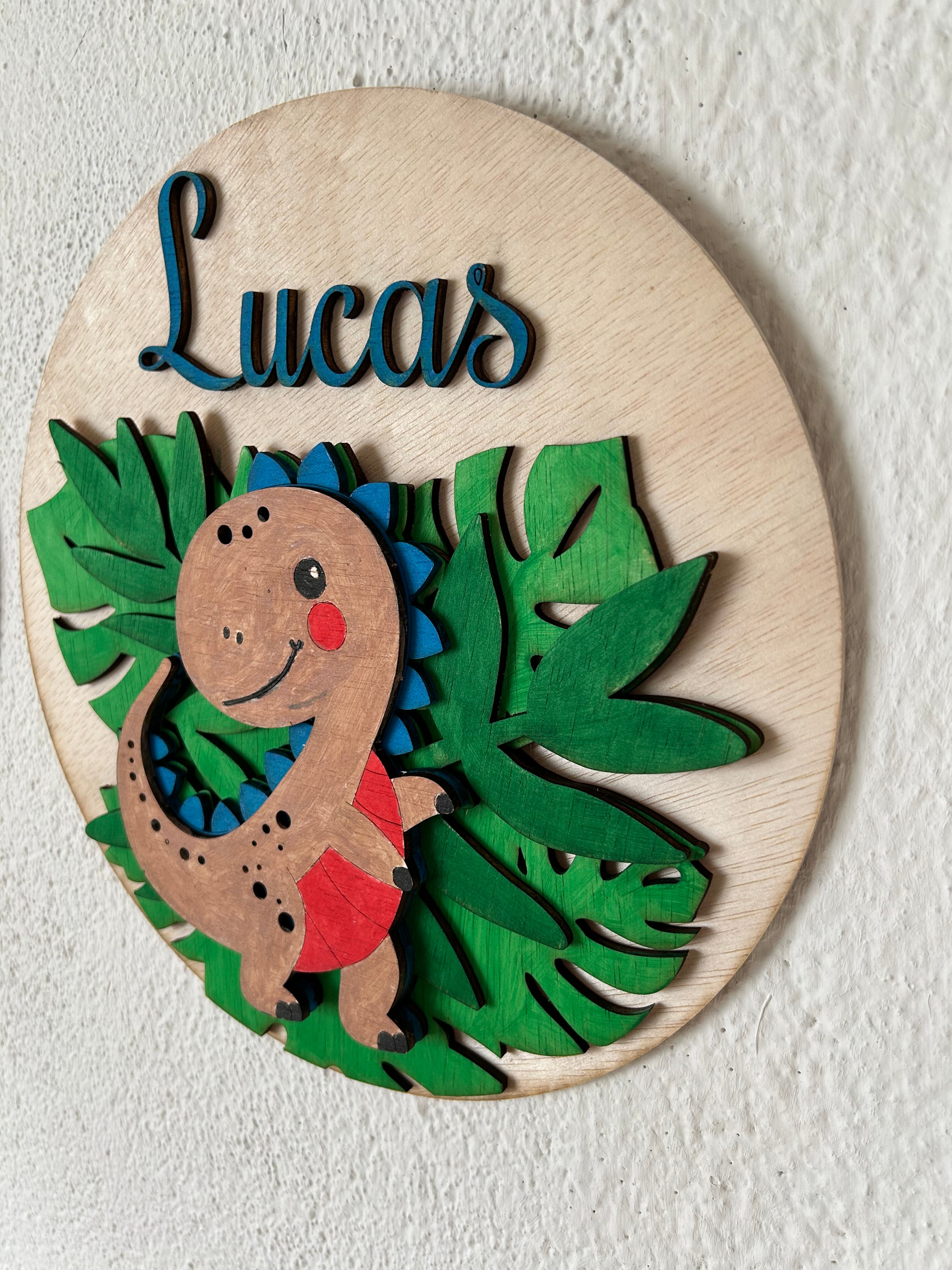 Gepersonaliseerd houten naambord – Dinosaurus - nijlpaard