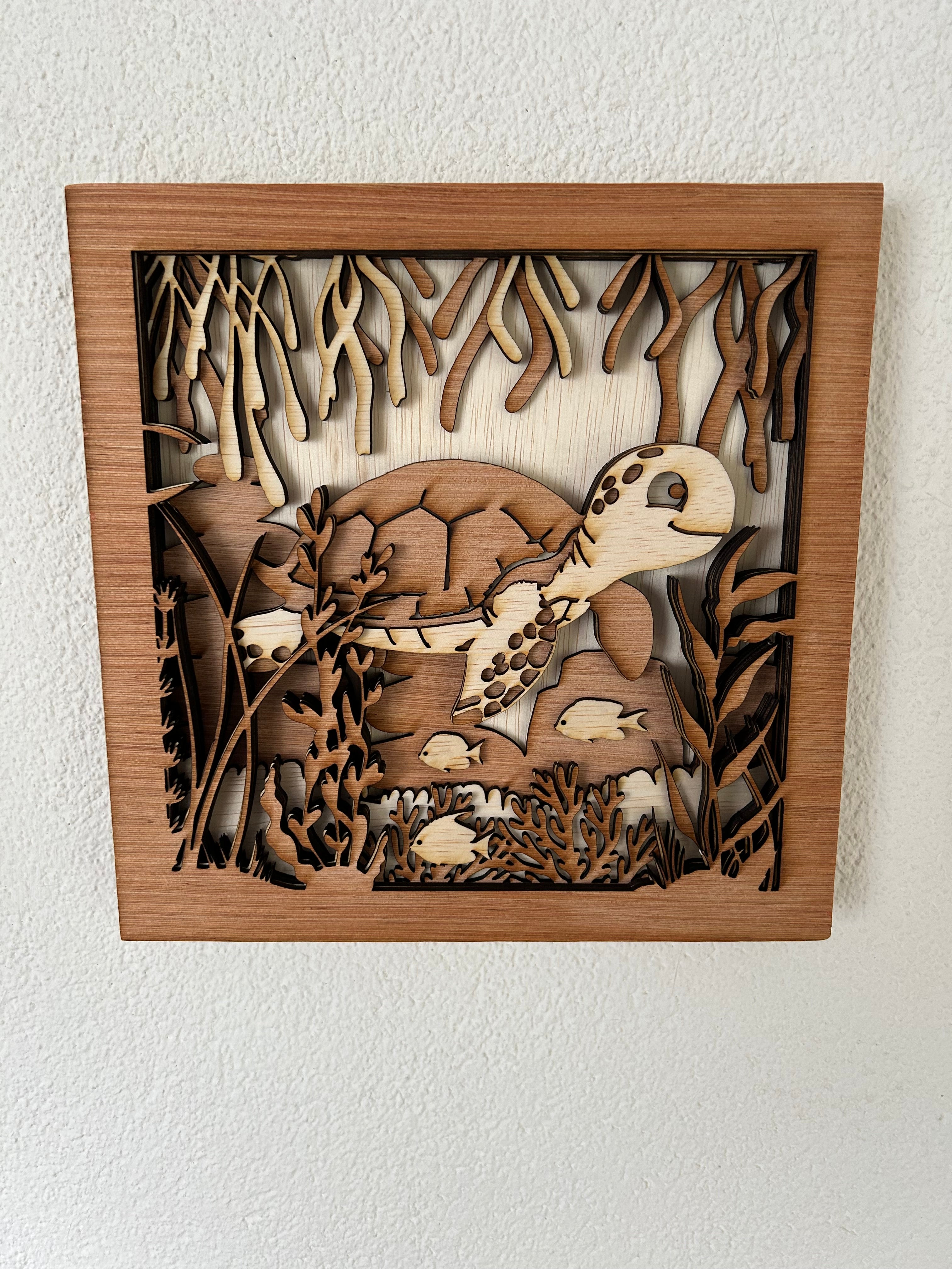 Houten oceaan wanddecoratieset | 3-delige houten wandpanelen