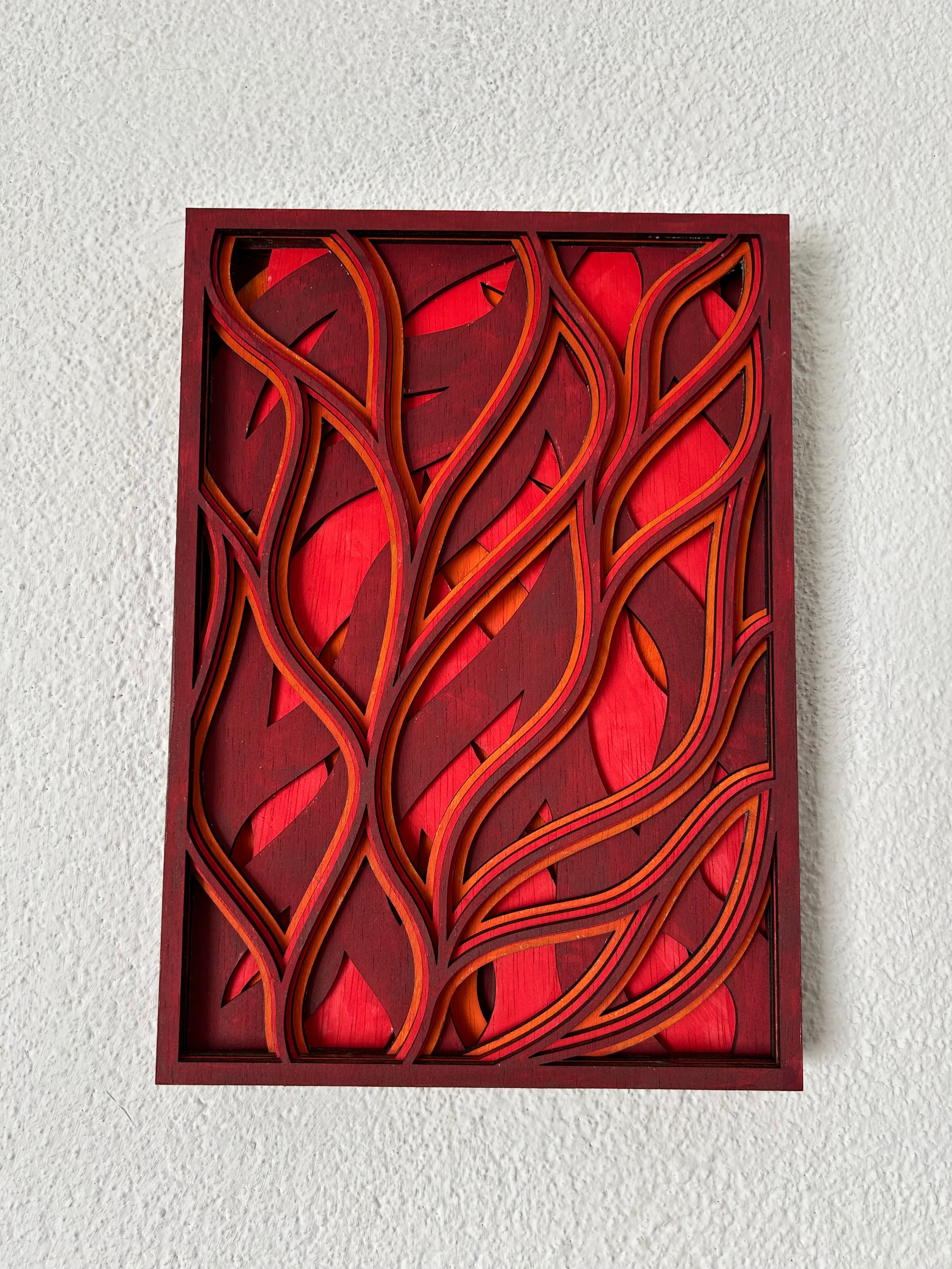 Abstracte golven houten geometrische wanddecoratie