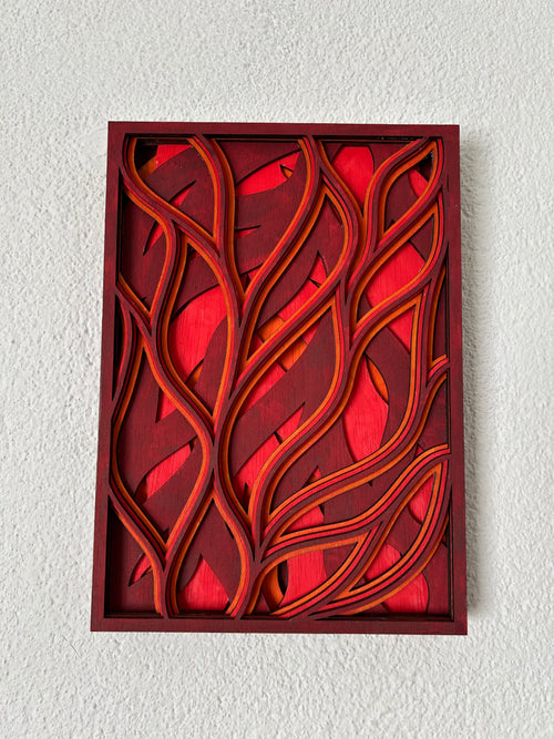 Abstracte golven houten geometrische wanddecoratie