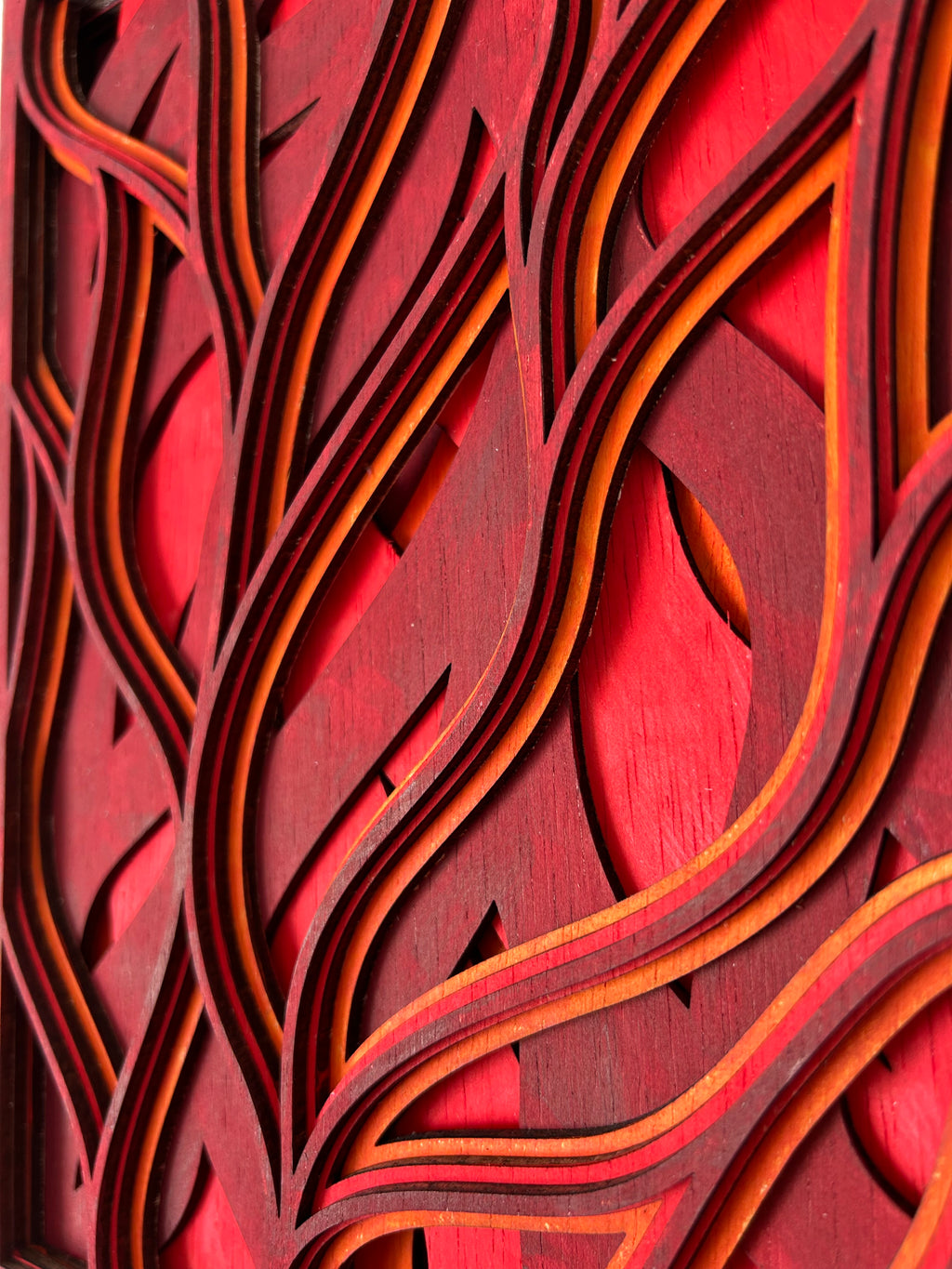 Abstracte golven houten geometrische wanddecoratie