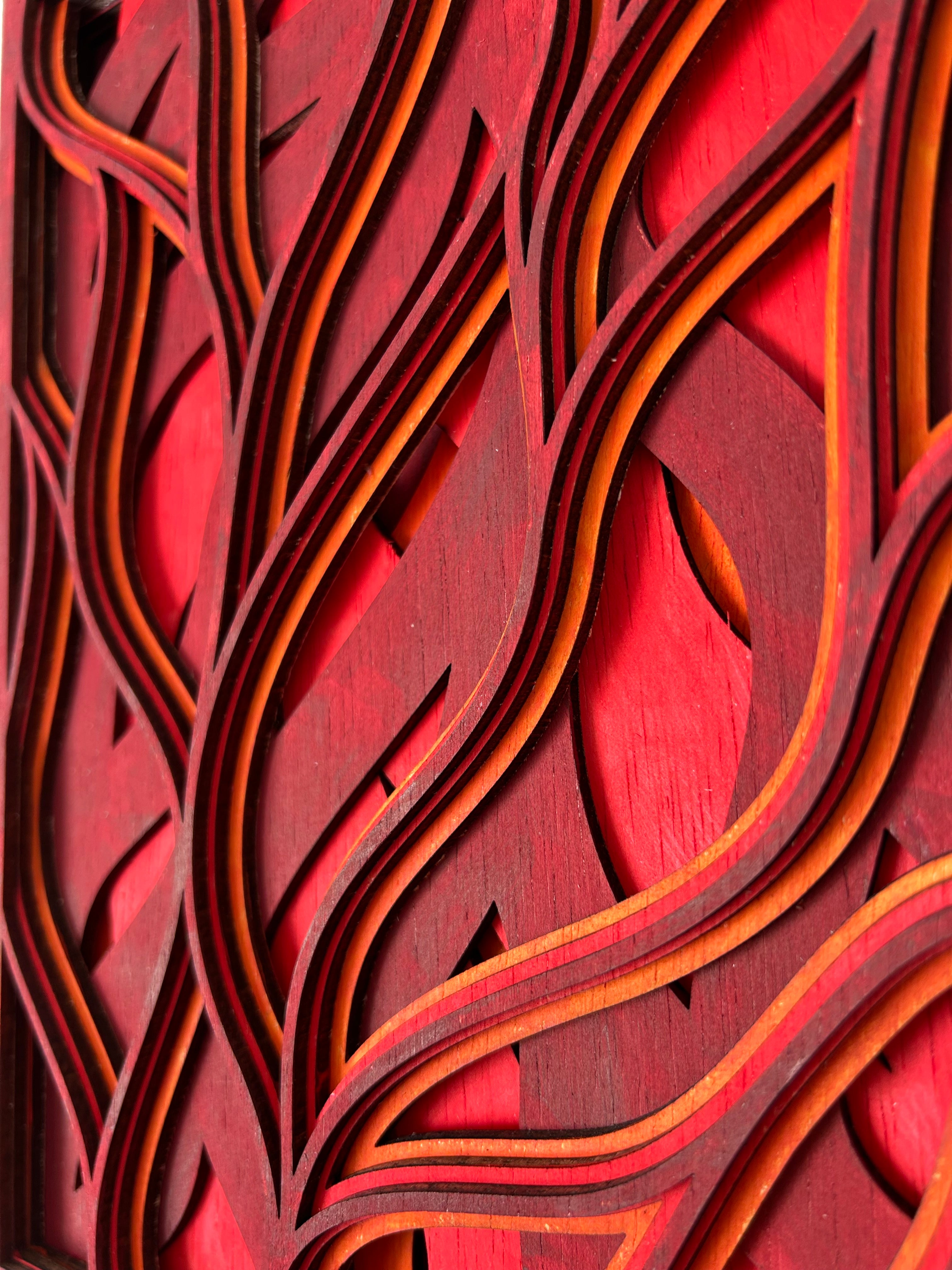 Abstracte golven houten geometrische wanddecoratie