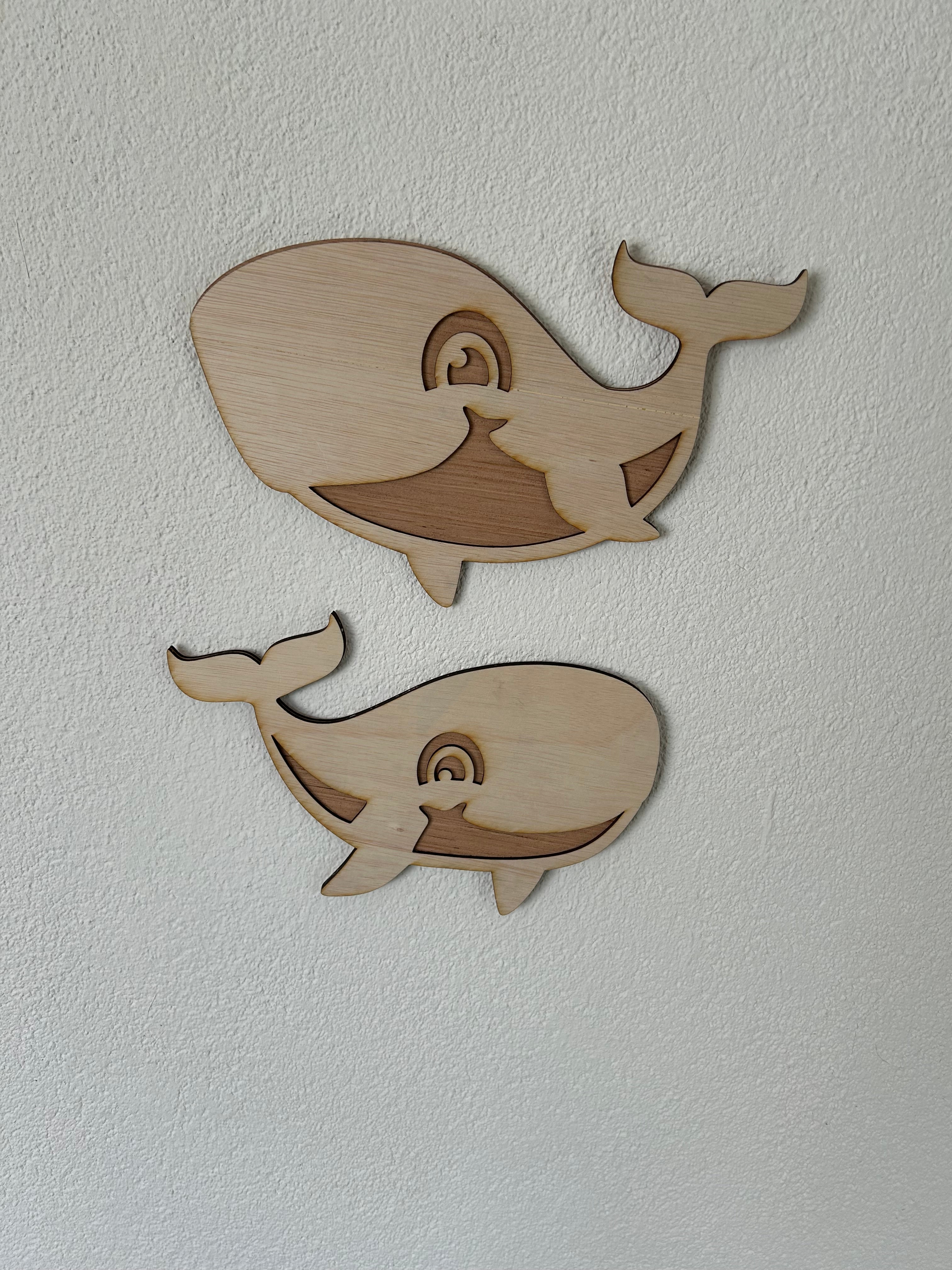 Walvis muurdecoratie set (2 stuks)