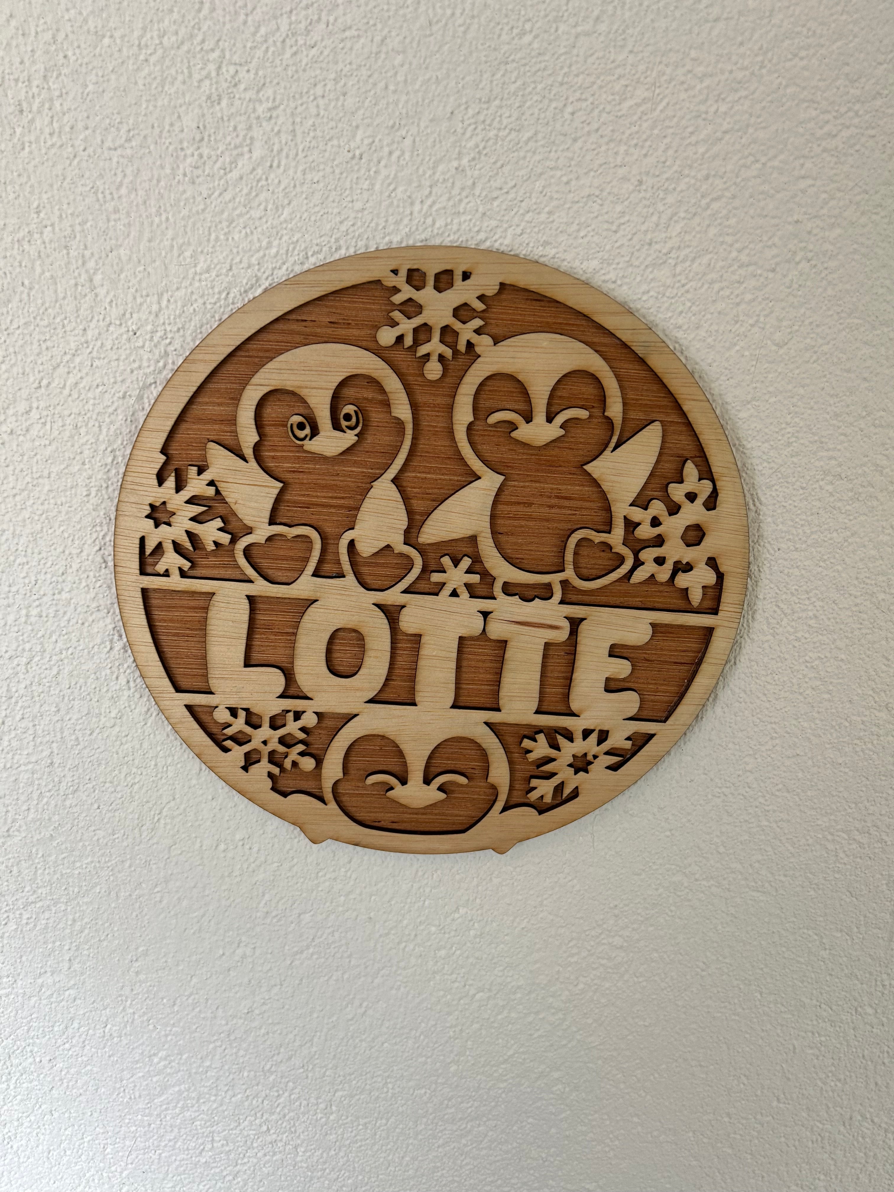 Gepersonaliseerd pinguïn naambord