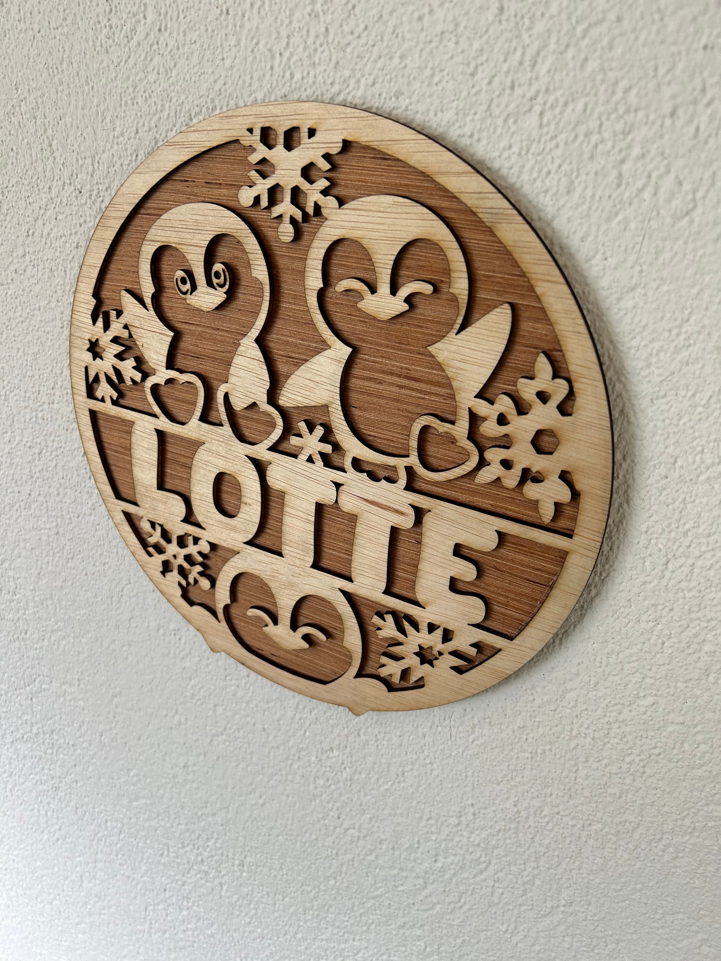 Gepersonaliseerd pinguïn naambord