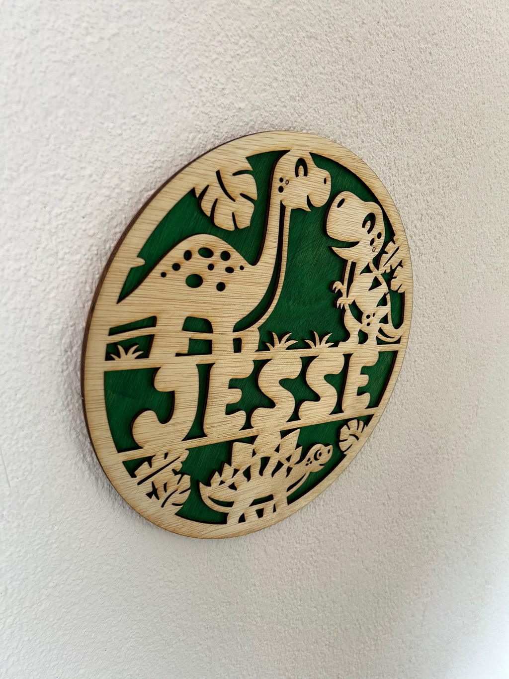 Gepersonaliseerd houten dinosaurusnaambord