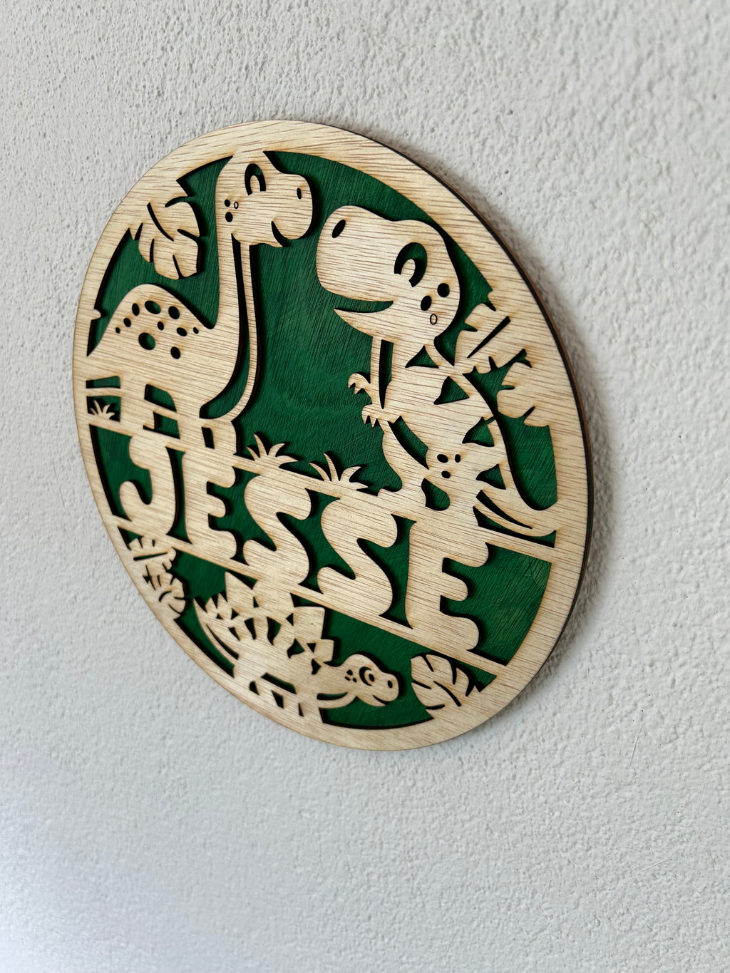 Gepersonaliseerd houten dinosaurusnaambord