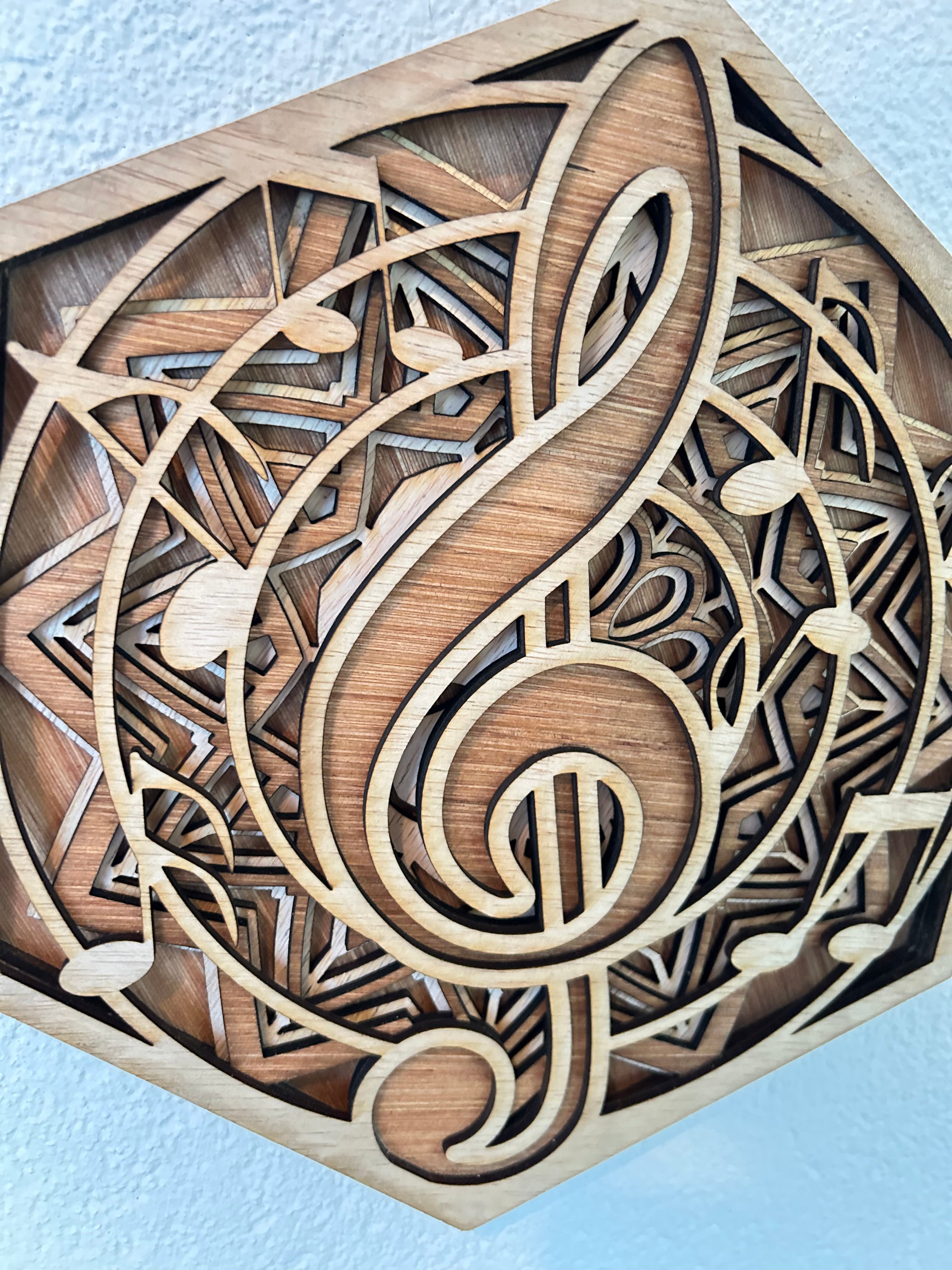 Wanddecoratie muziek – g-sleutel 3D design
