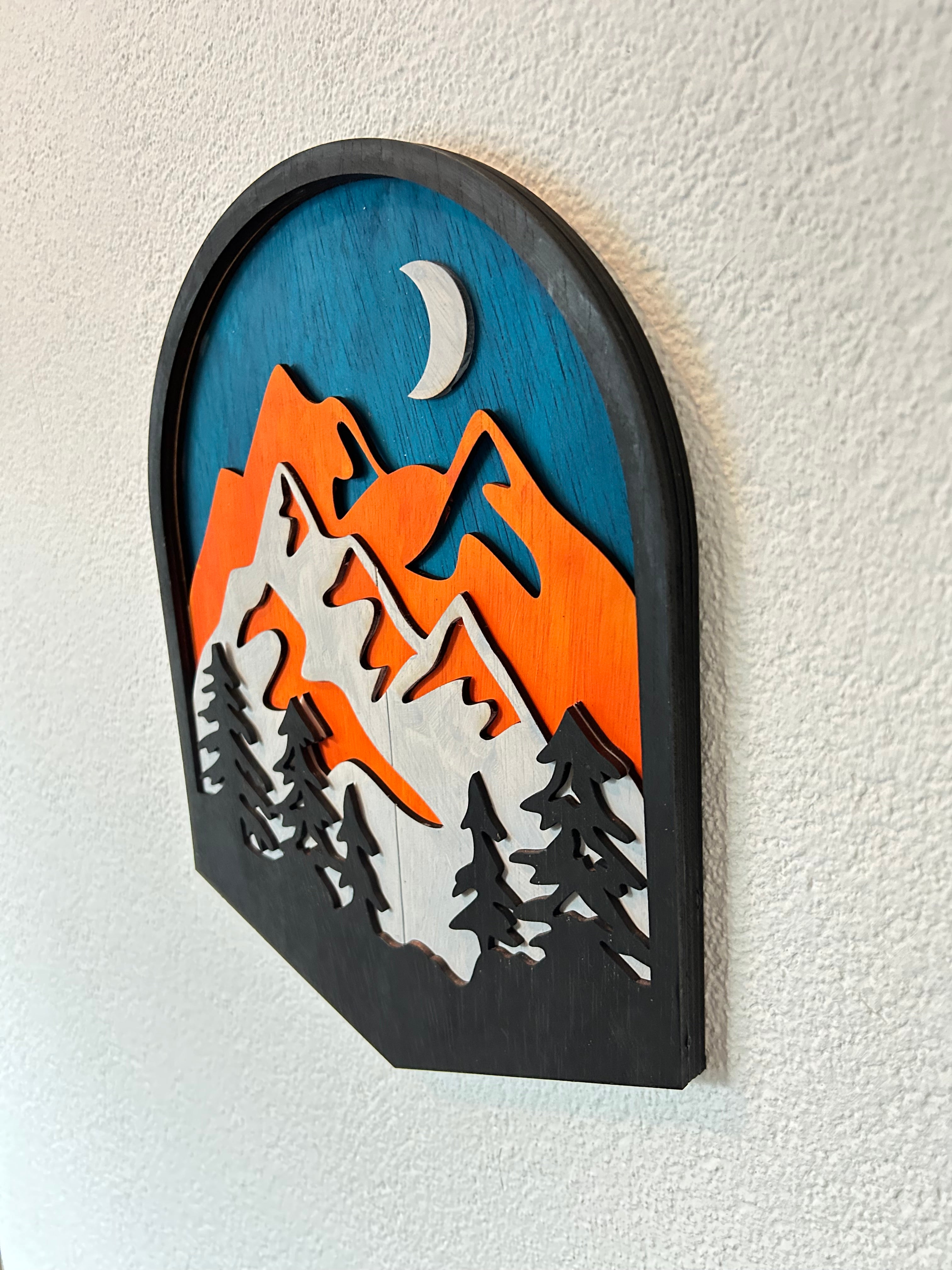 Houten wanddecoratie bergen – 3D landschap