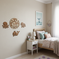 Gepersonaliseerd houten naambord set vissen | Muurdecoratie met oceaanmotief