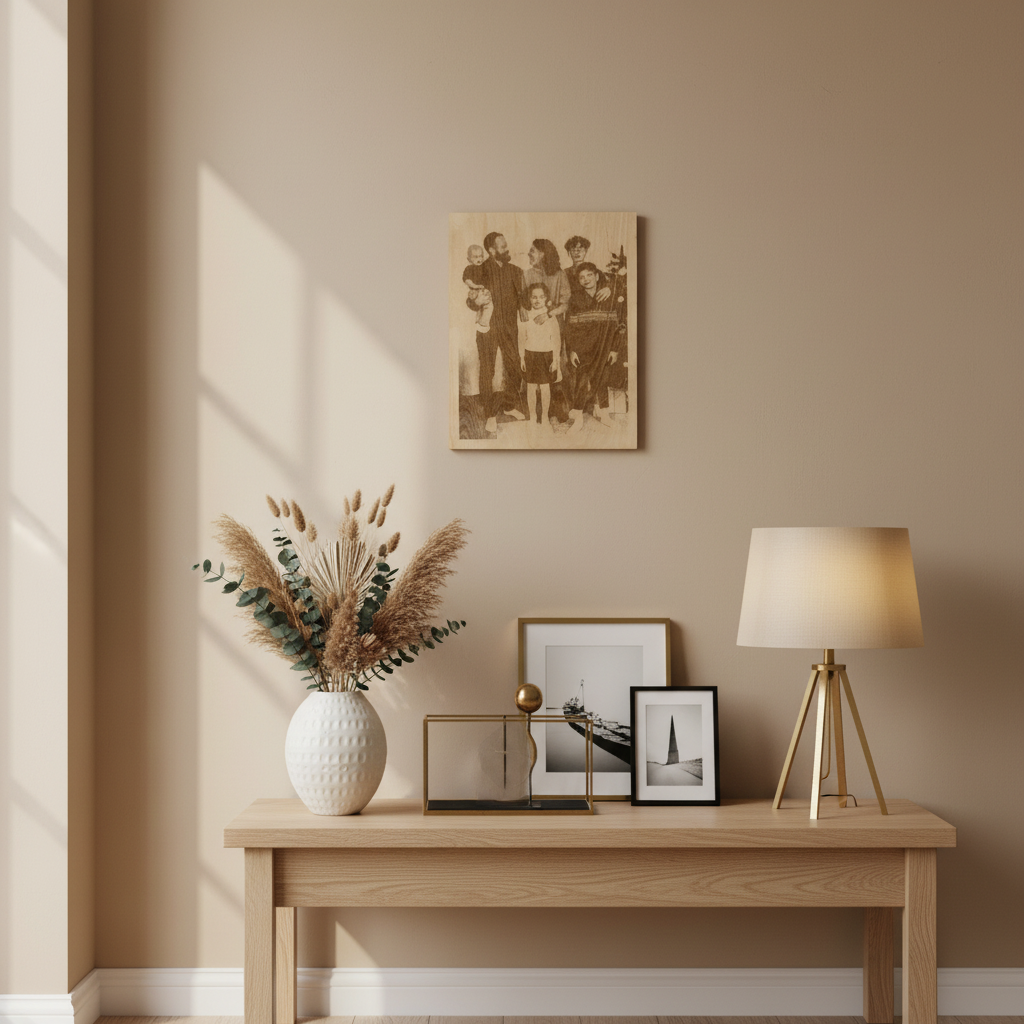Fotogravure op hout – Gepersonaliseerde foto op linden houten paneel