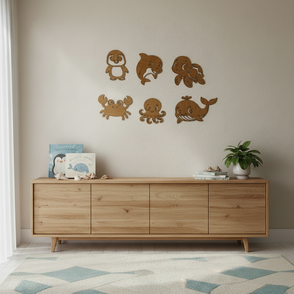 Wanddecoratieset met oceaan dieren