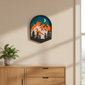 Houten wanddecoratie bergen – 3D landschap