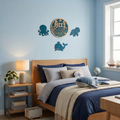 Gepersonaliseerd houten naambord set schidpad | Muurdecoratie met oceaanmotief
