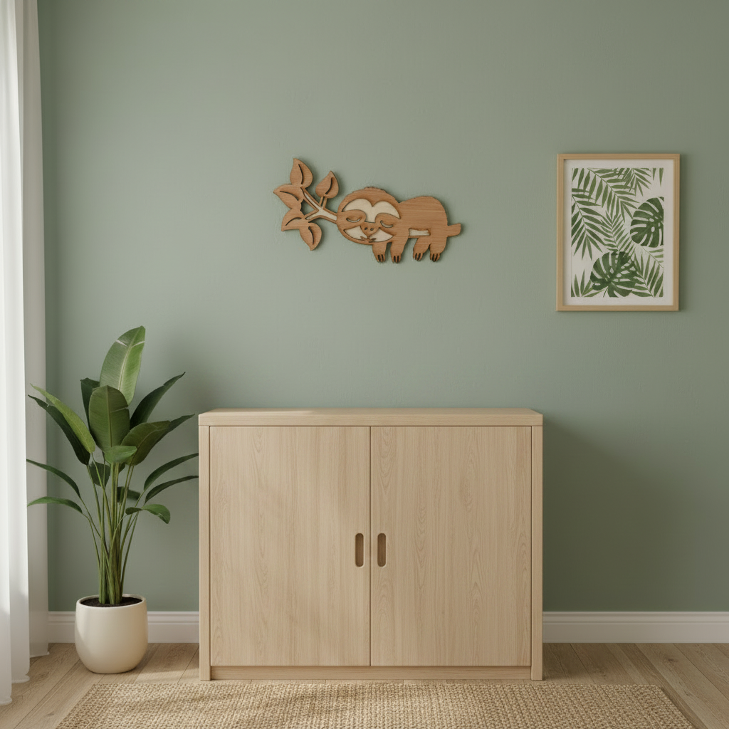 Luiaard muurdecoratie – hout