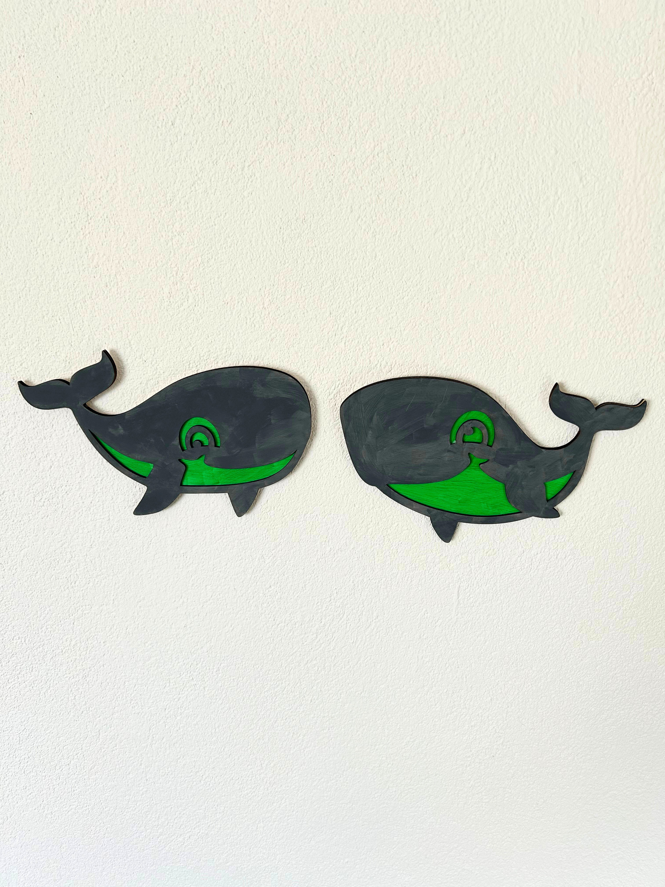 Walvis muurdecoratie set (2 stuks)
