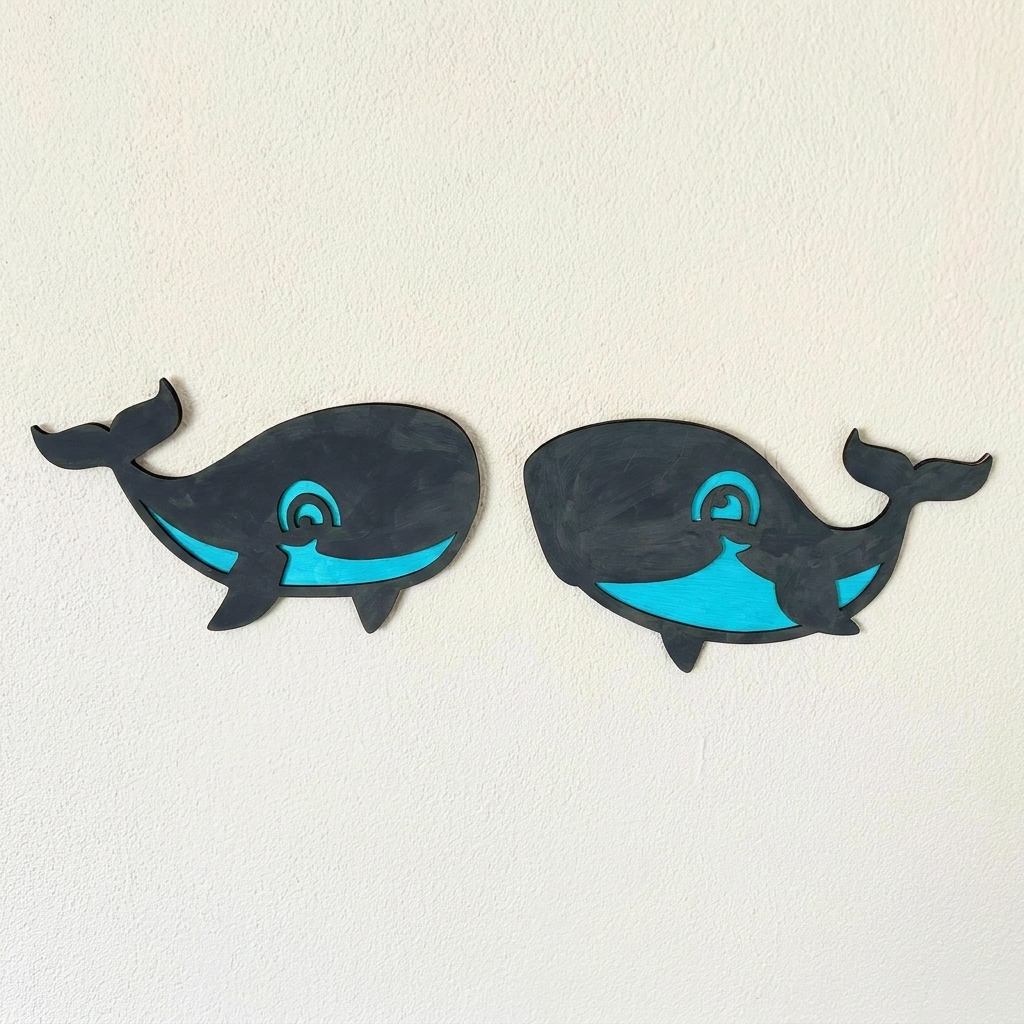 Walvis muurdecoratie set (2 stuks)