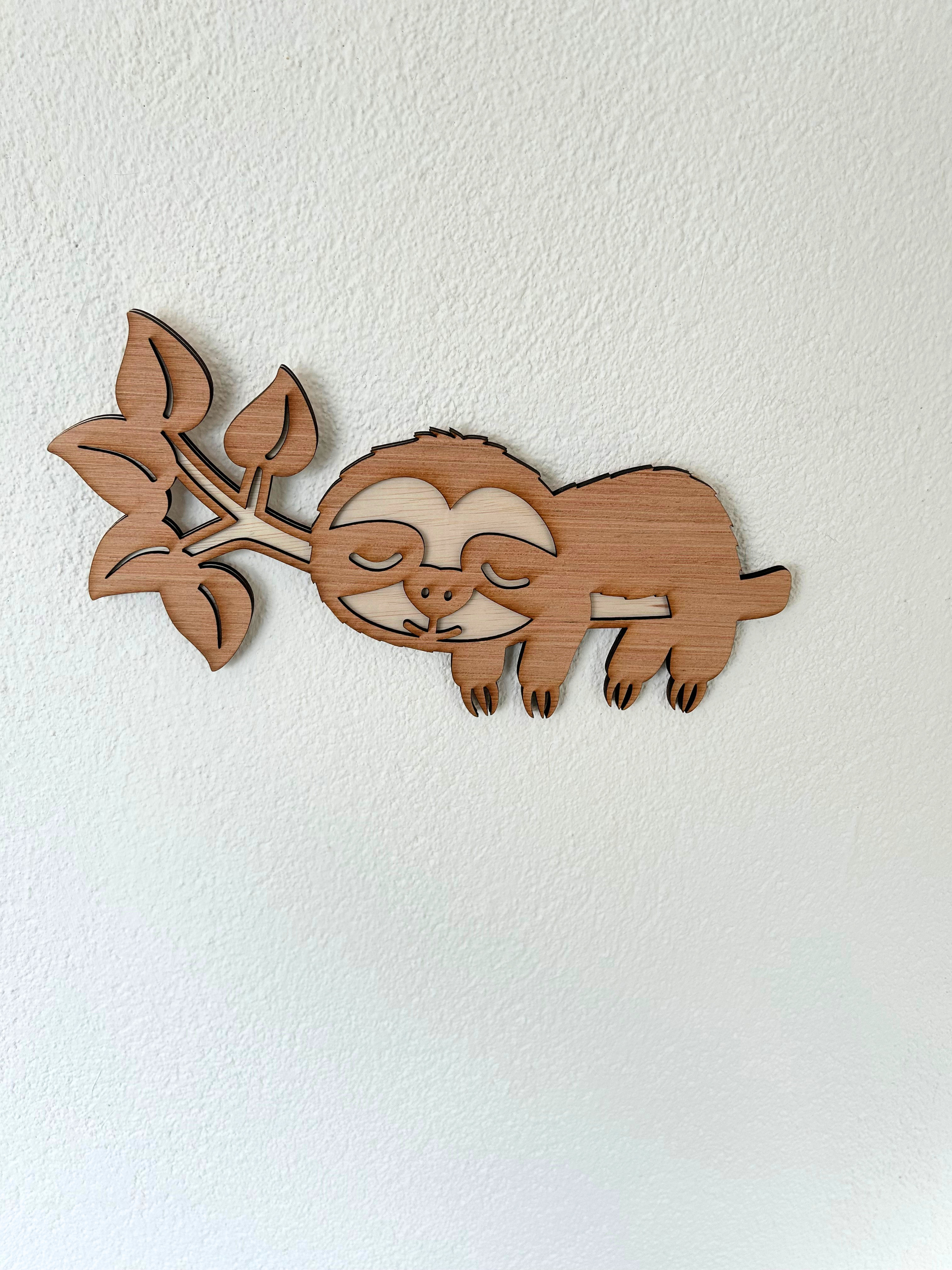 Luiaard muurdecoratie – hout