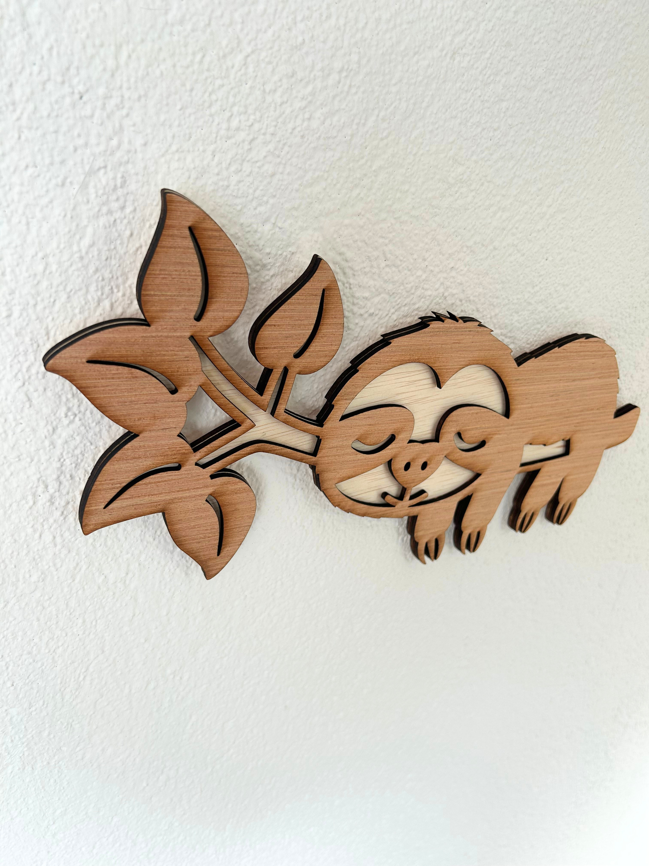 Luiaard muurdecoratie – hout