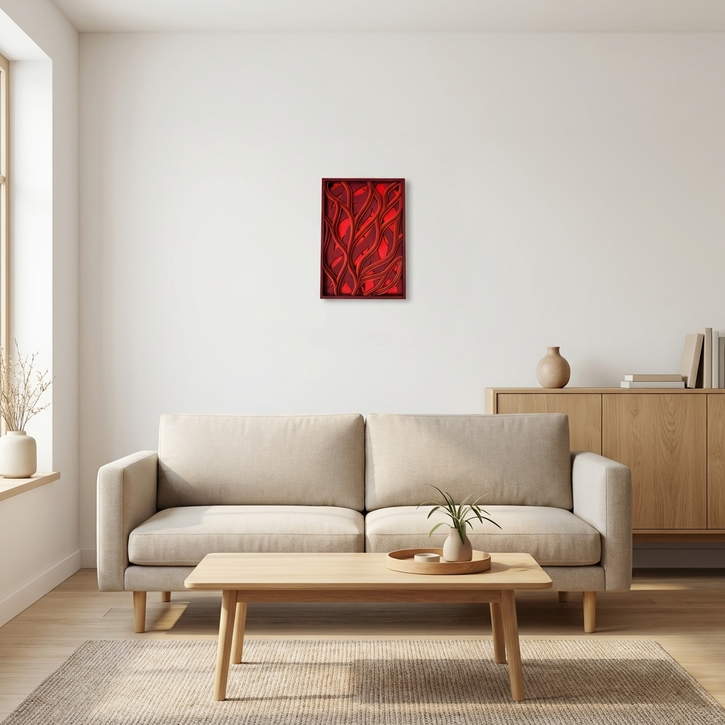 Abstracte golven houten geometrische wanddecoratie