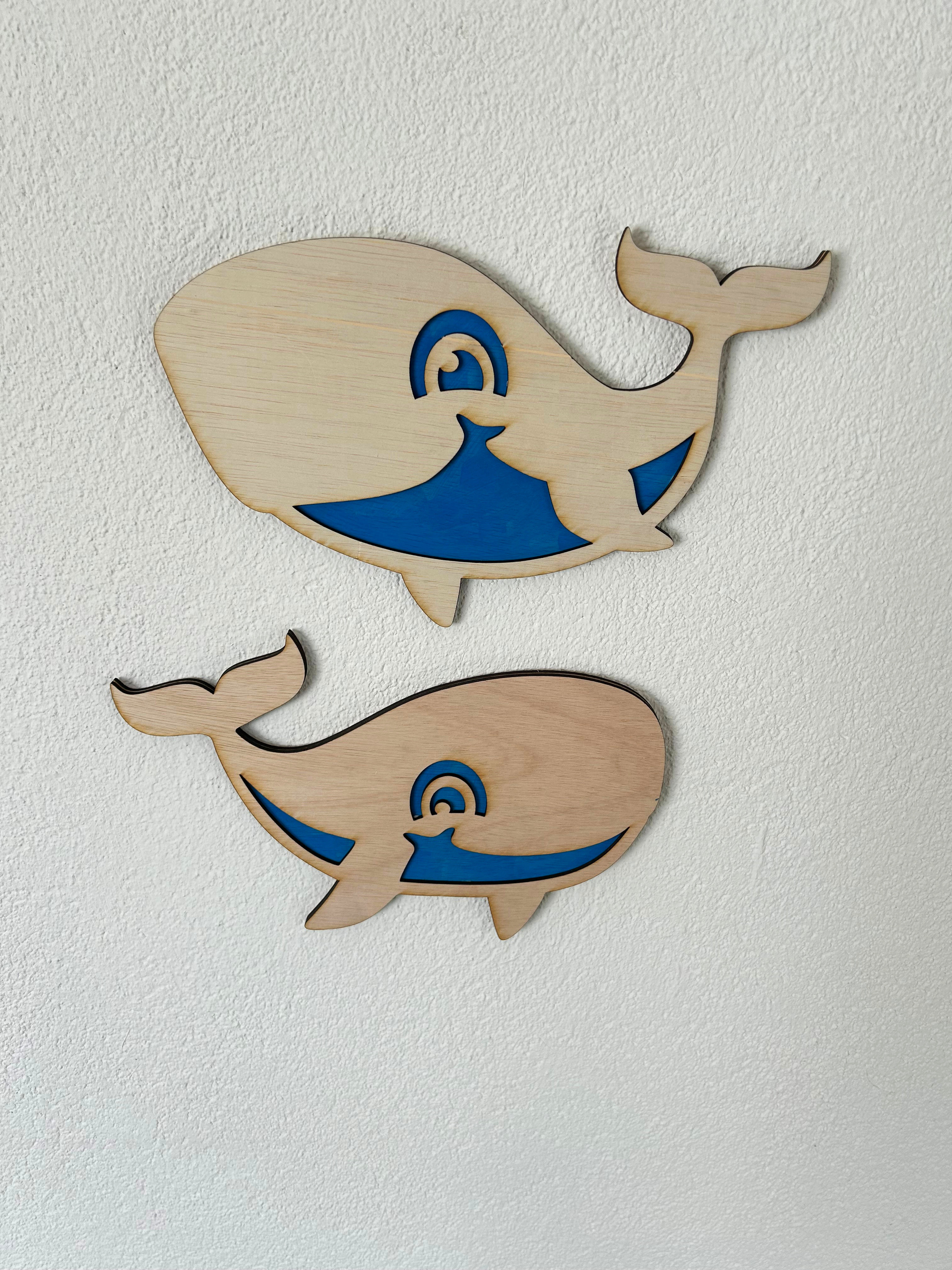 Walvis muurdecoratie set (2 stuks)